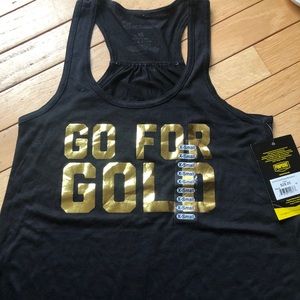 Olympic Gold’s Gym black racer back tank